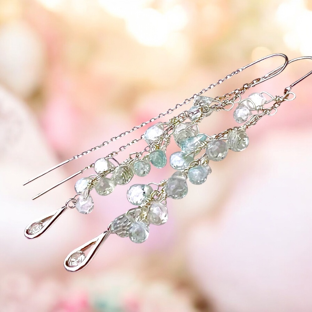 Handmade Sky Blue Topaz Earrings Handmade Sterling Silver, December birthstone